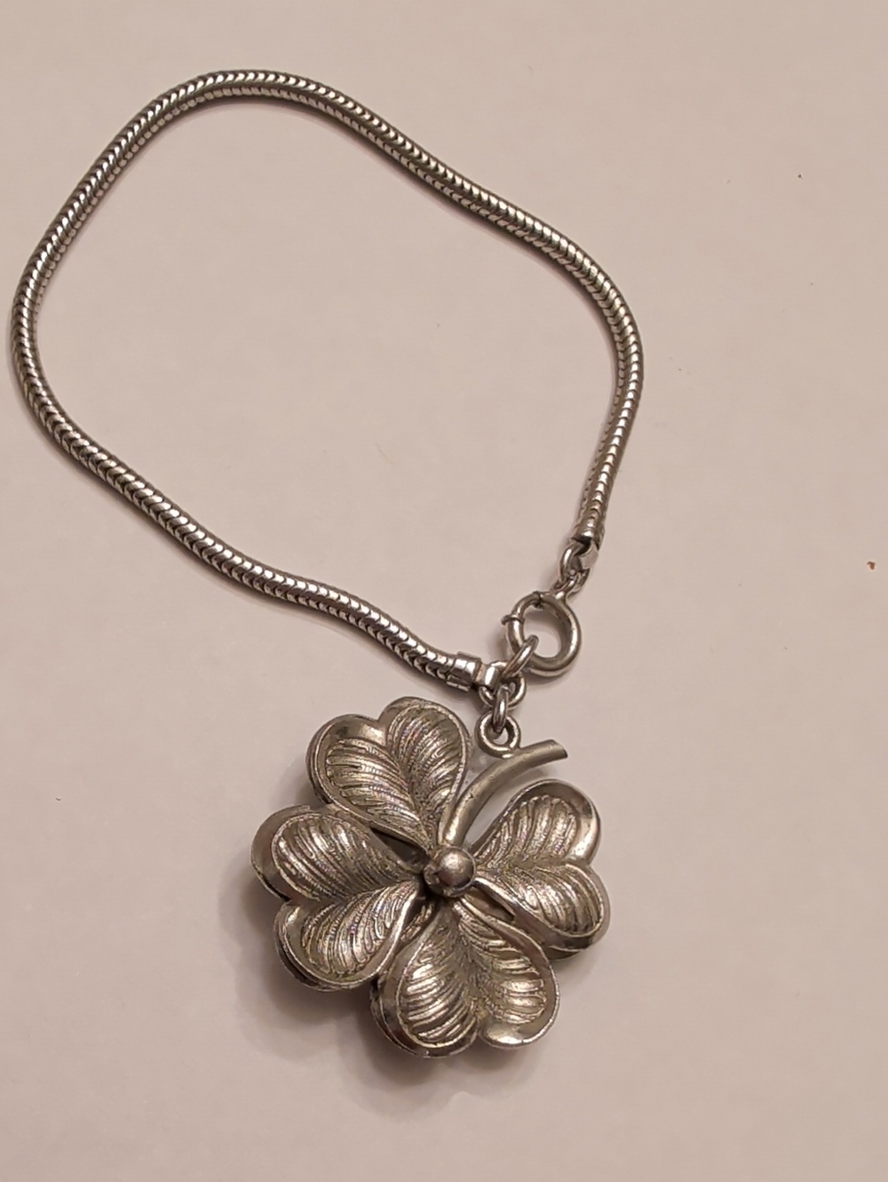 Sterling Silver Four-Leaf Clover Bracelet Charm - Womens Jewelry